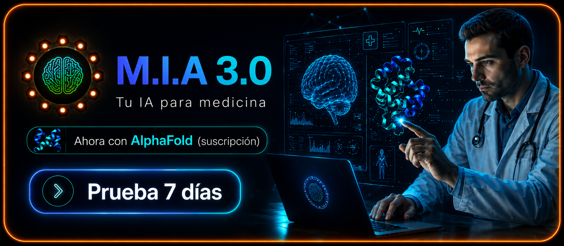 M.I.A 3.0 - Tu IA para medicina - Prueba 7 días con AlphaFold
